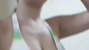 Jiggly big boobed teen teasing