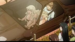Chesty Hentai Blonde Rides Huge Dick In Car