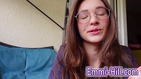 Young skinny brunette girl with small tits and big labia masturbates with massive squirt