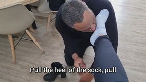 foot worship with a big dick guy