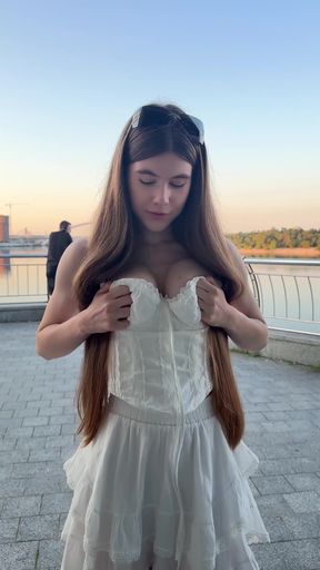 Natural amateur solo teases her tits in homemade onlyfans video