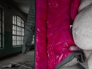 Cumming on Girlfriend's Pink Lining of PZ Down Jacket
