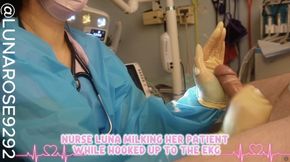 B/G NURSE LUNA MILKING HER PATIENT WHILE HOOKED UP TO THE EKG MACHINE!🧤😷🩺🍆💦
