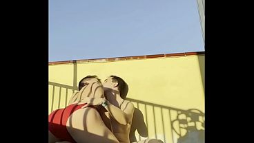 Horny twinks fucking at the terrace