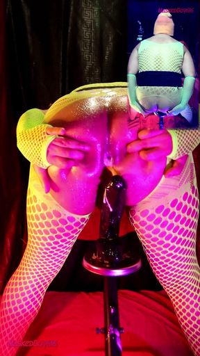 Bouncing My Oiled Ass, in Fluorescent Yellow Lingerie 4