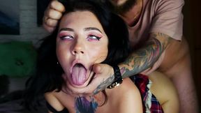 Rough doggystyle with big cock and ending in missionary position on the body, finished the whole girl