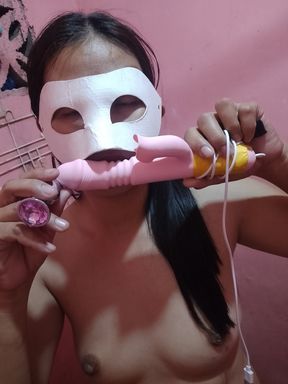 Pinay wife double penetration with my pink diamond dildo