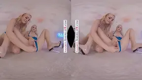 Stunning blonde duo Jazlyn Ray and Blake Blossom give handjobs and suck