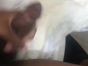 Black ABDL cums in freshly wet diaper