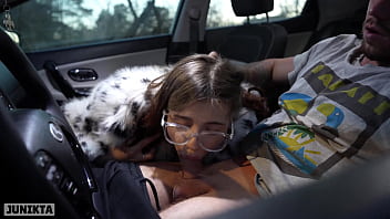 Sucked and fucked in a car in the middle of the street