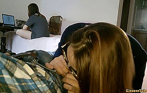 Gf sucks and have cum in mouth while the step sister game
