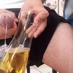 pee and cum in a wine jug