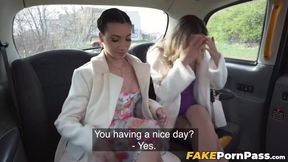 I joined hot Emily Pink and Mellany Lapiedra at the back of the cab for a nasty and wild threesome