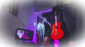 Rubbing Yamaha C80 Guitar On The Penis - Cossplay Antique Striped Doctor - Sexy Gentleman N1 - Purple - Big Man