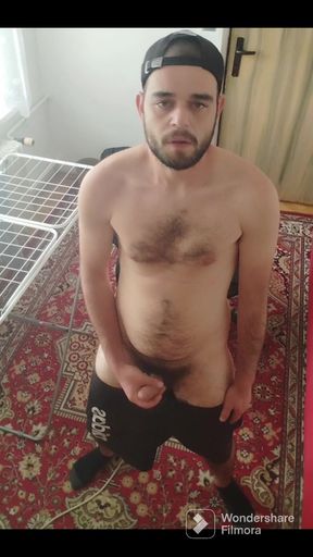Cum in Shorts and Socks in My Bedroom