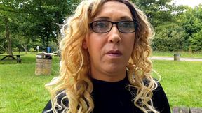 Crossdressers outdoor dildo fuck