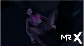 Energetic girl rides quad bike and pleases her owner