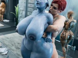 Futanari Blue Alien Dominates Men