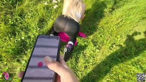 Remote Controlled Vibrator While Exercising in Public Ends with Hot Anal