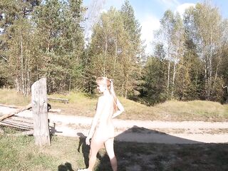 Bare hotty walking in the village
