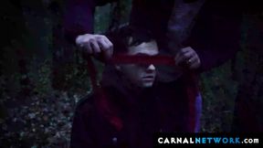 Apprentice Chase Tyler shivered as the master's mouth ran over his dick to blowjob it