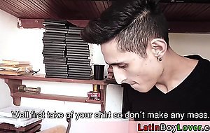 Cute amateur latin teen painter serving his client