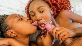 African Sex Trip - Hot Black Chick-On-Chick Fun Evolves Into Threesome