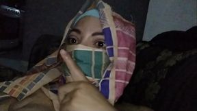 Real Arab Muslim In Hijab Masturbates Squirting Wet Creamy Pussy While Husband Is Tired And Watching TV