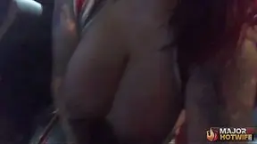 Curvy blonde Kendra Lee gives a sloppy handjob and all the way throat in public