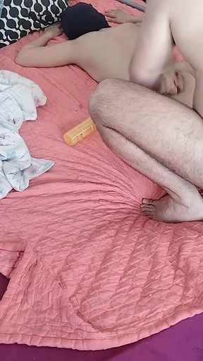 Sensual Massage of a Sexy Couple with Oil on the Body.