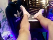Twink Foot Fetish - Jon Arteen is a boy who loves Adidas sneakers, socks and feet on Apple laptop