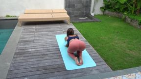 KrissKiss does yoga before blowing and riding her stepbro