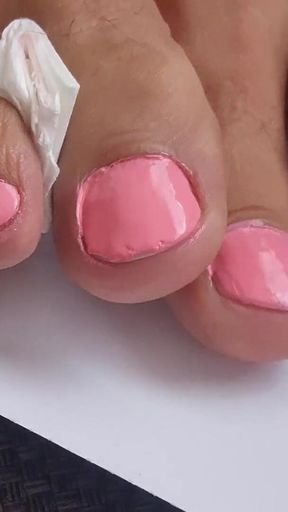 I'm Polishing My Feet and Finger Nails in Pink