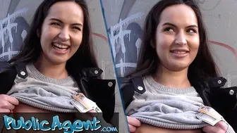 Cute Russian college student gets talked into outdoor public sex