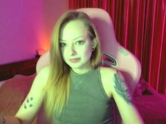 Blonde teen with huge breast masturbating on webcam