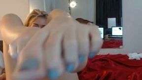 Two playful alike looking blond haired girls were ready for webcam solo