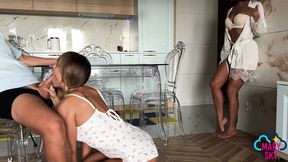 Mom's little cum dumpster delights in sloppy blowjobs