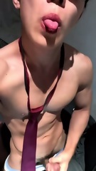 A Handsome Chinese Man With Glasses Masturbates In A Kinky Way