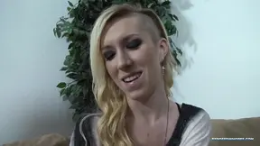 Blonde bombshell Maia Davis gags on cock while teasing and talking dirty