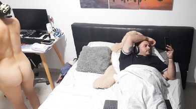 I passionately masturbate with fingering dripping wet pussy in front of my husband and lesbian strapon girlfriend