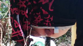 Guy with his tight ass in outdoor having anal pleasure