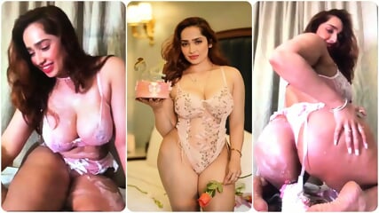 Aditi Mistry birthday live part 2 ,rubbing cake on full body, putting cake in asshole, nipples visible