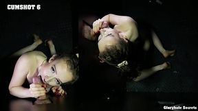 Naughty slut adore a glory hole and sucks a stranger's dick