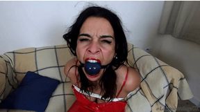 Latina tied tight and gagged with HUGE ballgag! *1080p FHD*