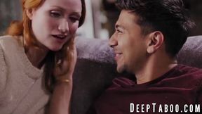 Scarlet Skies seduces her hung stepbrother into a wet and wild pussy pounding