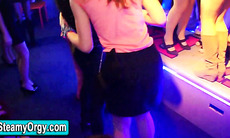 Party girls sucking stripper cock