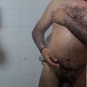 Hairy Man Showering