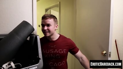 Gabriel and Mikey fuck doggystyle in a steamy warehouse
