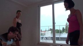 Yvonne and Alida enjoy slapping him