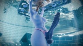 Widowmaker Sneaks Under Ashe Inside the Pool